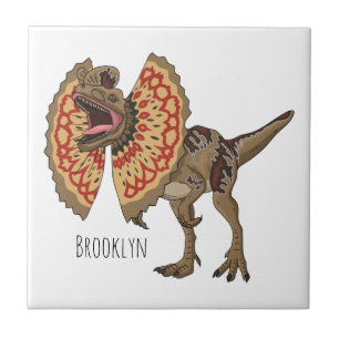 Dilophosaurus cartoon illustratie tegeltje
