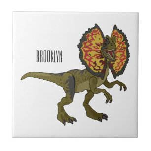 Dilophosaurus cartoon illustratie tegeltje