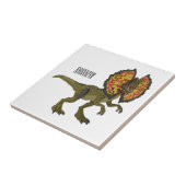 Dilophosaurus cartoon illustratie tegeltje (Zijkant)