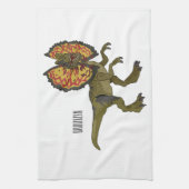 Dilophosaurus cartoon illustratie theedoek (Verticaal)