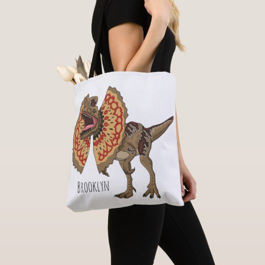 Dilophosaurus cartoon illustratie tote bag (Dichtbij)