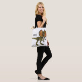 Dilophosaurus cartoon illustratie tote bag (Op model)