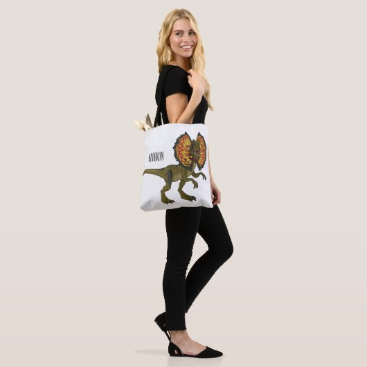 Dilophosaurus cartoon illustratie tote bag (Op model)