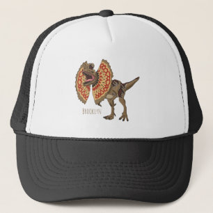 Dilophosaurus cartoon illustratie trucker pet
