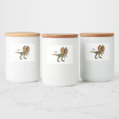 Dilophosaurus cartoon illustratie voedselcontainer etiket (Flessen)