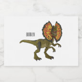 Dilophosaurus cartoon illustratie voedselcontainer etiket (Enkel label)