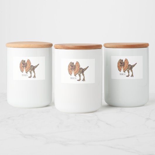 Dilophosaurus cartoon illustratie voedselcontainer etiket (Flessen)