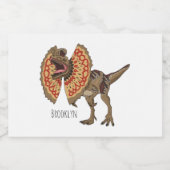 Dilophosaurus cartoon illustratie voedselcontainer etiket (Enkel label)