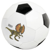 Dilophosaurus cartoon illustratie voetbal (Drie kwart)