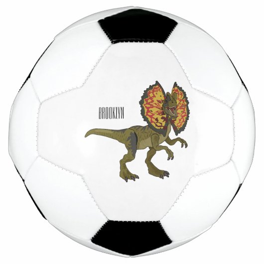 Dilophosaurus cartoon illustratie voetbal (Voorkant)
