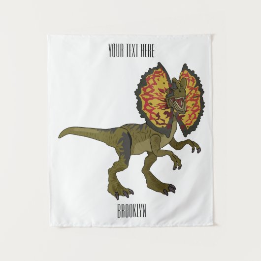 Dilophosaurus cartoon illustratie wandkleed (Voorkant)