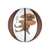 Dilophosaurus cartoon illustration basketbal (Verticaal)