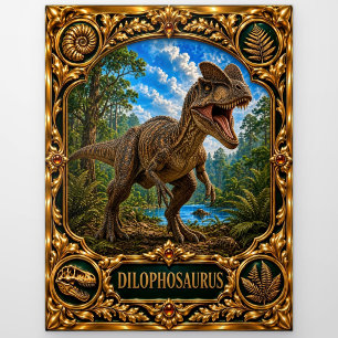 Dilophosaurus, met juwelen versierde erfstuk kunst briefkaart