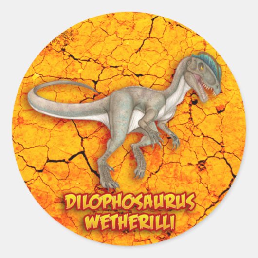 Dilophosaurus Ronde Sticker (Voorkant)