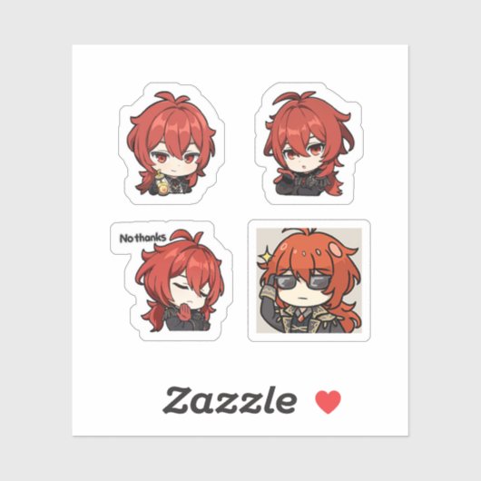 Diluc Genshin Impact 4 stuks stickerblad Sticker (Vel)