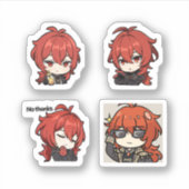 Diluc Genshin Impact 4 stuks stickerblad Sticker (Voorkant)
