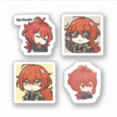 Diluc Genshin Impact 4 stuks stickerblad Sticker (Voorkant)