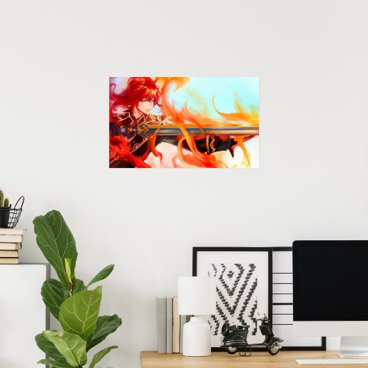 Diluc uit Genshin Impact Poster (Thuiskantoor)