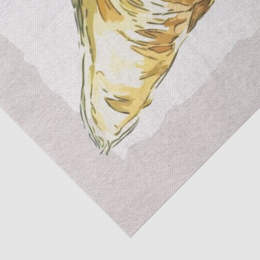 Dilute Calico Cat Waterverf Sketch Tissuepapier (Detail)