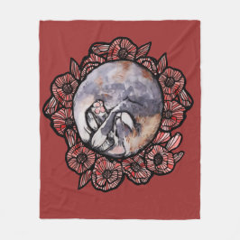 Dilute Calico Kitty Cat Red Poppy Flower Cats Fleece Deken