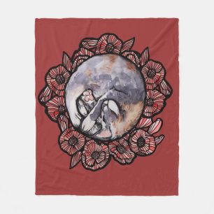 Dilute Calico Kitty Cat Red Poppy Flower Cats Fleece Deken