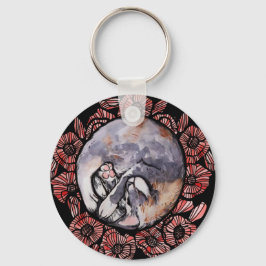 Dilute Calico Kitty Cat Red Poppy Flower Cats Sleutelhanger