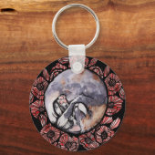 Dilute Calico Kitty Cat Red Poppy Flower Cats Sleutelhanger (Voorkant)