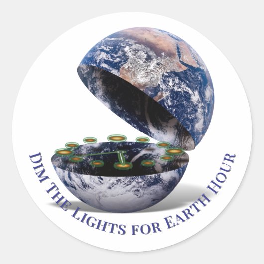 Dim de lichten Earth Hour Ronde Sticker (Voorkant)