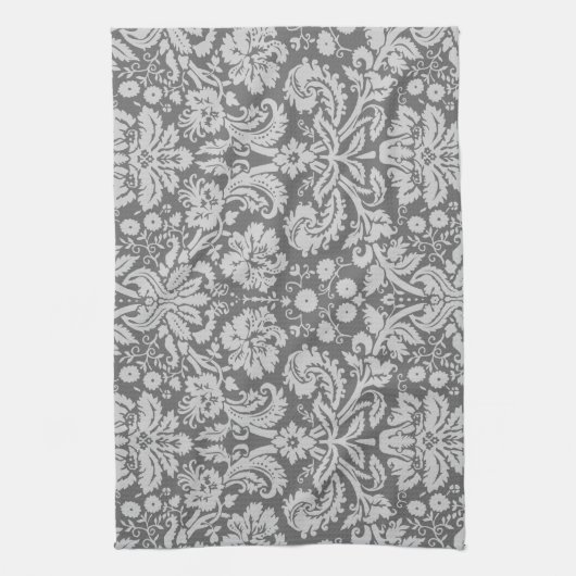 Dim Gray Damask Theedoek (Verticaal)