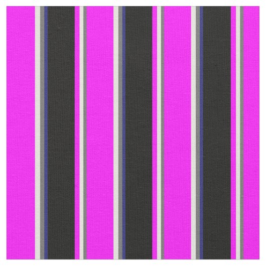 Dim Grey, Beige, Fuchsia, Black & Midnight Blue Stof (Close Up)