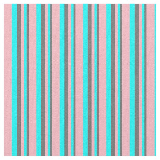 Dim Grey, Cyaan en Light Pink Stripes Pattern Stof (Close Up)