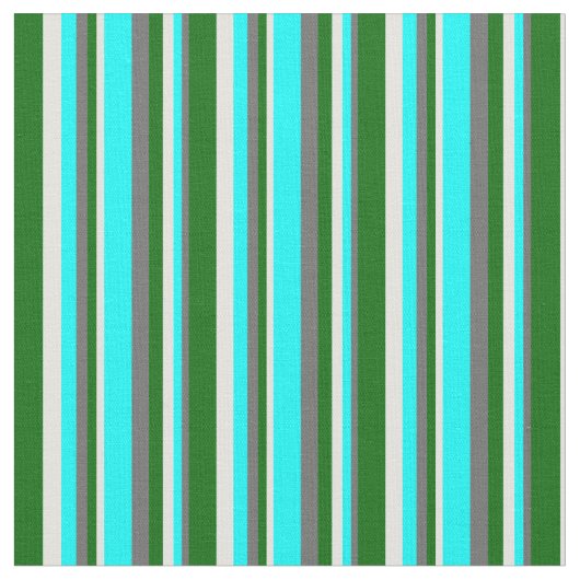 Dim Grey, Cyaan, Light Cyan & Dark Green Pattern Stof (Close Up)