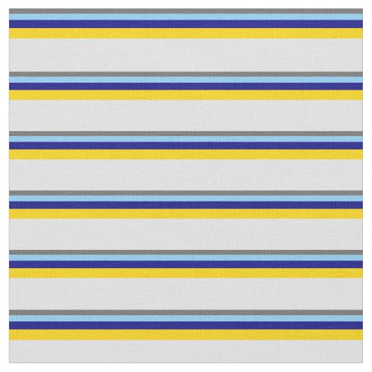 Dim Grey, Light Sky Blue, Blue, Yellow & Lavender Stof (Close Up)