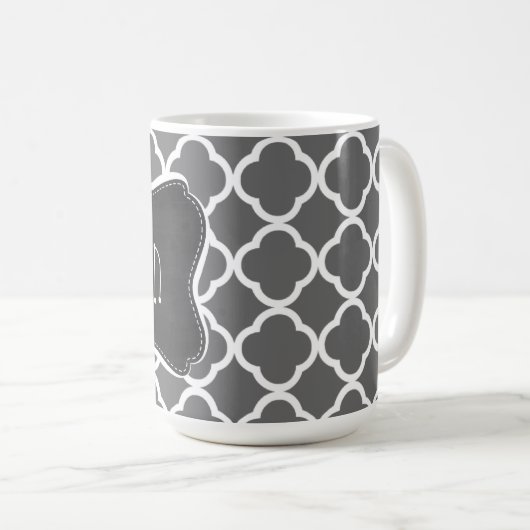 Dim Grey Quatrefoil; Chalkboardblik Koffiemok (Voorkant rechts)