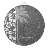 Dim Grey Tropical Hibiscus; Palmboom Dartbord (Voorkant)