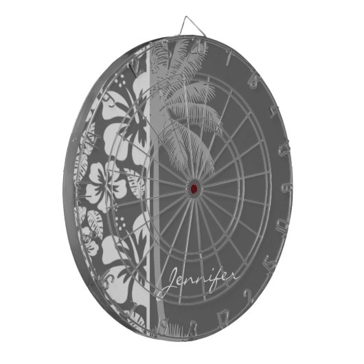 Dim Grey Tropical Hibiscus; Palmboom Dartbord (Voorkant Links)