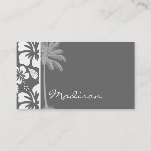 Dim Grey Tropical Hibiscus; Palmboom Visitekaartje (Voorkant)