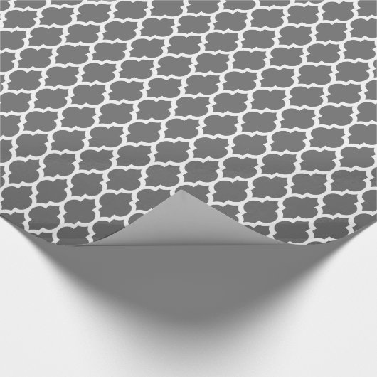 Dim Grey White Moroccan Quatrefoil Pattern #4 Cadeaupapier (Hoek)