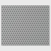 Dim Grey White Moroccan Quatrefoil Pattern #4 Cadeaupapier (Vlak)