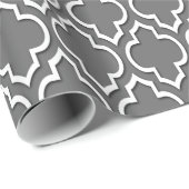 Dim Grey White XL Moroccan Quatrefoil #7DS Cadeaupapier (Rol Hoek)