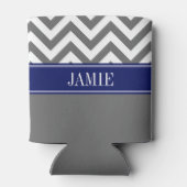 Dim Grijs Wit LG Chevron Navy Naam Monogram Blikjeskoeler (Achterkant)
