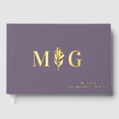 Dim Lavender Berry Twig 2 Initiaal Monogram Huweli Gastenboek (Voorkant)