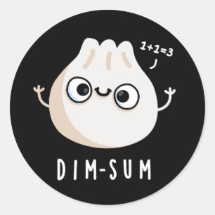 Dim-sum Funny Dimsum Wiskunde Pun Dark BG Ronde Sticker