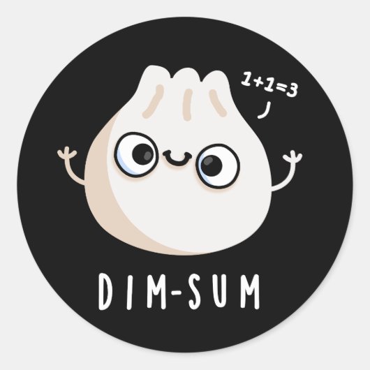 Dim-sum Funny Dimsum Wiskunde Pun Dark BG Ronde Sticker (Voorkant)