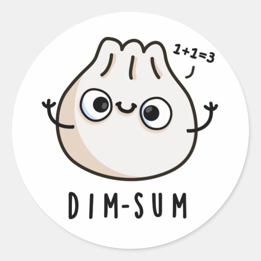Dim-sum Funny Dimsum Wiskunde Pun Ronde Sticker (Voorkant)
