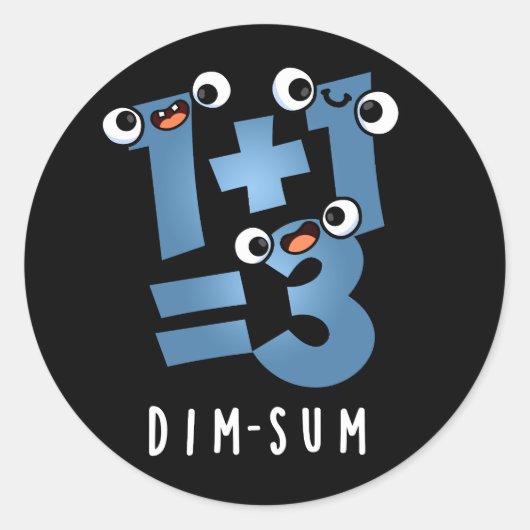 Dim Sum Grappige Wiskunde Voedsel Pun Donker BG Ronde Sticker (Voorkant)