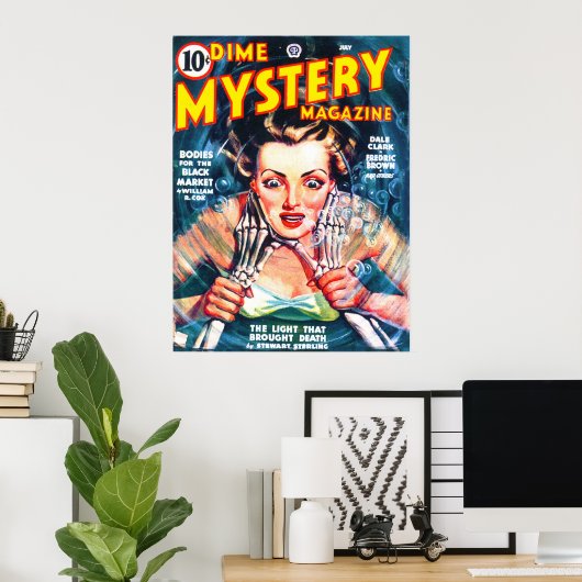 DIME MYSTERY Cool Pulp Magazine Hoesje Art Poster (Thuiskantoor)