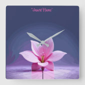 Dimensionaal Gladioli: Roze en Paars Masterstuk Vierkante Klok (Voorkant)