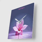 Dimensionaal Gladioli: Roze en Paars Masterstuk Vierkante Klok (Hoek)