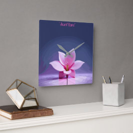 Dimensionaal Gladioli: Roze en Paars Masterstuk Vierkante Klok